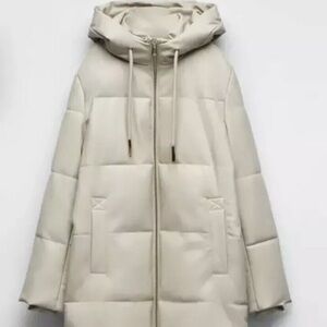 Zara Cream Leather Coat
